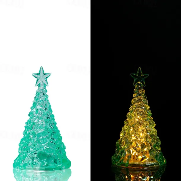 Festive Decorative Light Glowing Electronic Candle Christmas Tree Tabletop Ornament Festive Atmosphere Window Decoration Night Light