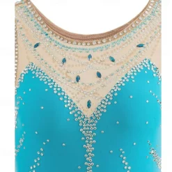 Figure Ice Skating Dresssleeveless Leotard Competition Rhinestones Ice Skating Dance Dresses Costume for Kids Girls Women's