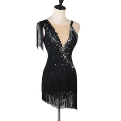 Figure Skating Dress Fringed Tassel Crystals / Rhinestones Women's Girls' Training Performance Sleeveless High Mesh Spandex