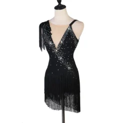 Figure Skating Dress Fringed Tassel Crystals / Rhinestones Women's Girls' Training Performance Sleeveless High Mesh Spandex