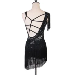 Figure Skating Dress Fringed Tassel Crystals / Rhinestones Women's Girls' Training Performance Sleeveless High Mesh Spandex