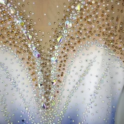 Figure Skating Dress Girls Women Elegant Gradient Quality Crystals Competition Gradient Long Sleeves