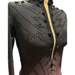 Figure Skating Dress Girls' Ice Skating Dress Black Red Halo Dyeing High Elasticity Professional Competition Skating Wear Thermal Warm Crystal / Rhinestone Long Sleeve Ice Skating Figure Skating