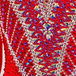 Figure Skating Dress Women's Girls' Ice Skating Dress Red Patchwork Open Back Mesh High Elasticity Training Competition Skating Wear Classic Crystal / Rhinestone Long Sleeve Ice Skating Figure Skating