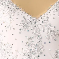 Figure Skating Dress Women's Girls' Ice Skating Dress White Patchwork Mesh High Elasticity Training Competition Skating Wear Classic Crystal / Rhinestone Long Sleeve Ice Skating Figure Skating