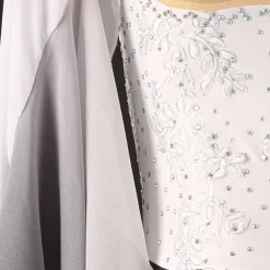 Figure Skating Dress Women's Girls' Ice Skating Dress White Patchwork Mesh High Elasticity Training Competition Skating Wear Classic Crystal / Rhinestone Long Sleeve Ice Skating Figure Skating