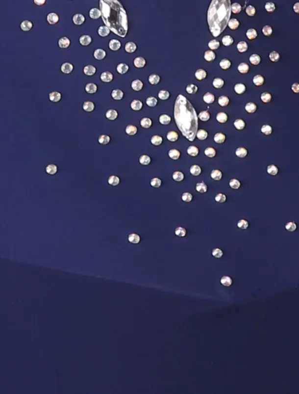 Figure Skating Dress Women's Girls' Ice Skating Dress Outfits White Royal Blue Sky Blue Patchwork Mesh Spandex High Elasticity Training Practice Professional Skating Wear Handmade Crystal / Rhinestone