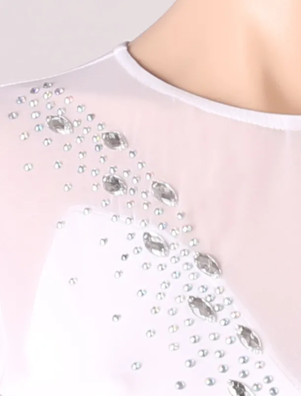 Figure Skating Dress Women's Girls' Ice Skating Dress Outfits White Royal Blue Sky Blue Patchwork Mesh Spandex High Elasticity Training Practice Professional Skating Wear Handmade Crystal / Rhinestone