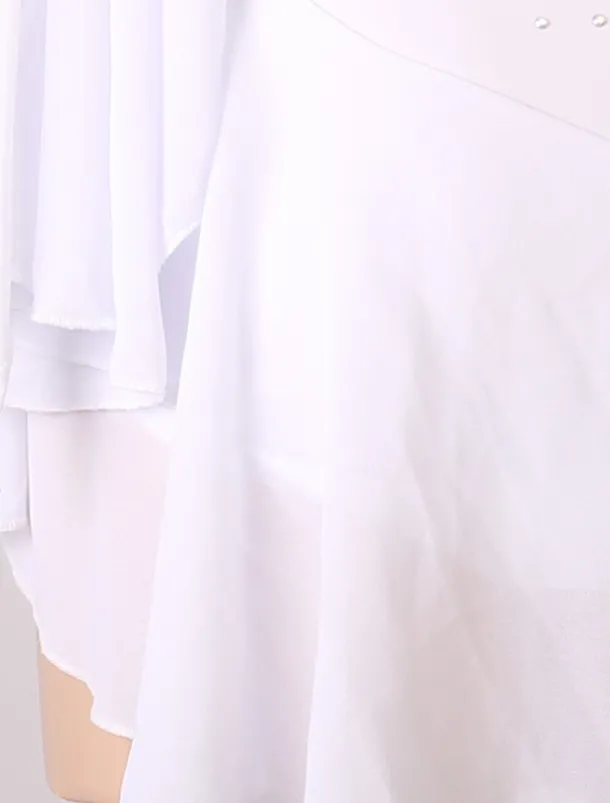 Figure Skating Dress Women's Girls' Ice Skating Dress Outfits White Royal Blue Sky Blue Patchwork Mesh Spandex High Elasticity Training Practice Professional Skating Wear Handmade Crystal / Rhinestone