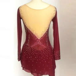 Figure Skating Dress Women's Girls' Ice Skating Dress Black Purple Rosy Pink Spandex High Elasticity Training Competition Skating Wear Handmade Crystal / Rhinestone Long Sleeve Ice Skating Figure