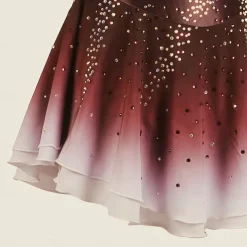 Figure Skating Dress Women's Girls' Ice Skating Dress Burgundy Dark Blue Halo Dyeing Mesh Spandex Stretchy Training Practice Professional Skating Wear Thermal Warm Classic Crystal / Rhinestone