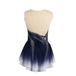 Figure Skating Dress Women's Girls' Ice Skating Dress Burgundy Dark Blue Halo Dyeing Mesh Spandex Stretchy Training Practice Professional Skating Wear Thermal Warm Classic Crystal / Rhinestone