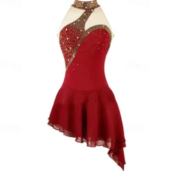 Figure Skating Dress Women's Girls' Ice Skating Dress Black White Pink Open Back Spandex High Elasticity Training Competition Skating Wear Crystal / Rhinestone Sleeveless Ice Skating Figure Skating