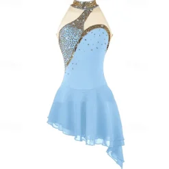 Figure Skating Dress Women's Girls' Ice Skating Dress Black White Pink Open Back Spandex High Elasticity Training Competition Skating Wear Crystal / Rhinestone Sleeveless Ice Skating Figure Skating