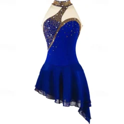 Figure Skating Dress Women's Girls' Ice Skating Dress Black White Pink Open Back Spandex High Elasticity Training Competition Skating Wear Crystal / Rhinestone Sleeveless Ice Skating Figure Skating