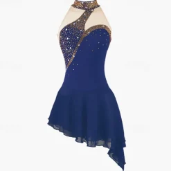 Figure Skating Dress Women's Girls' Ice Skating Dress Black White Pink Open Back Spandex High Elasticity Training Competition Skating Wear Crystal / Rhinestone Sleeveless Ice Skating Figure Skating