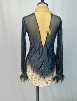 Figure Skating Dress Women's Girls' Ice Skating Dress Outfits Blue Patchwork Mesh Spandex High Elasticity Training Practice Competition Skating Wear Handmade Crystal / Rhinestone Long Sleeve Ice