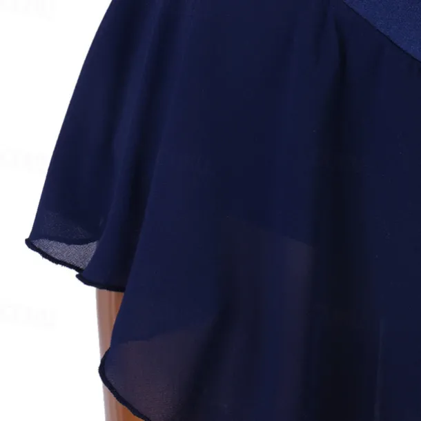 Figure Skating Dress Women's Girls' Ice Skating Dress Dark Navy Patchwork Mesh High Elasticity Training Competition Skating Wear Classic Crystal / Rhinestone Sleeveless Ice Skating Figure Skating