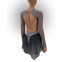 Figure Skating Dress Women's Girls' Ice Skating Dress Black Sliver Thumbhole Open Back Mesh High Elasticity Training Competition Skating Wear Classic Crystal / Rhinestone Long Sleeve Ice Skating