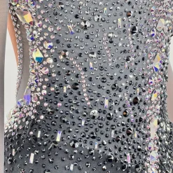 Figure Skating Dress Women's Girls' Ice Skating Dress Black Sliver Thumbhole Open Back Mesh High Elasticity Training Competition Skating Wear Classic Crystal / Rhinestone Long Sleeve Ice Skating