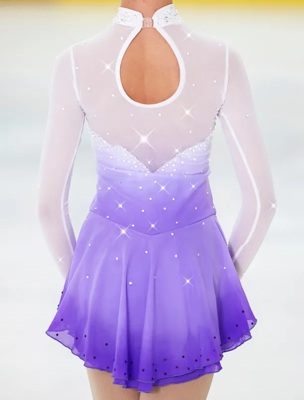 Figure Skating Dress Women's Girls' Ice Skating Dress Outfits Purple Halo Dyeing Spandex High Elasticity Competition Skating Wear Handmade Crystal / Rhinestone Long Sleeve Ice Skating Figure Skating