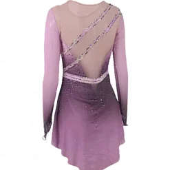 Figure Skating Dress Women's Girls' Ice Skating Dress Pink Blue Purple Stretchy Training Competition Skating Wear Thermal Warm Crystal / Rhinestone Long Sleeve Ice Skating Figure Skating