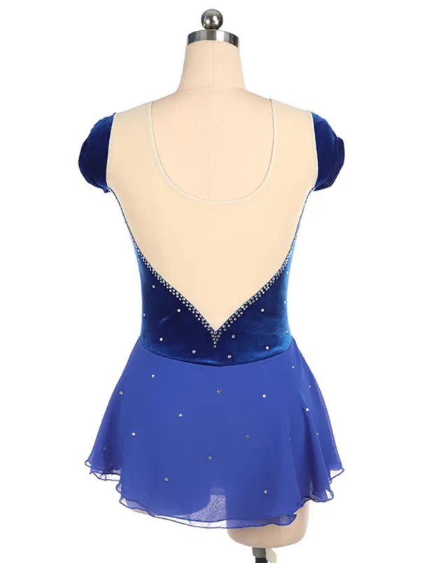 Figure Skating Dress Women's Girls' Ice Skating Dress Outfits Burgundy Royal Blue Patchwork Asymmetric Hem Mesh Spandex High Elasticity Training Competition Skating Wear Handmade Crystal / Rhinestone