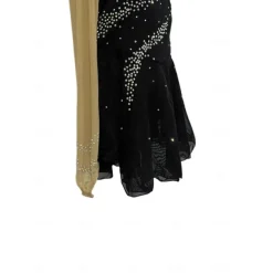 Figure Skating Dress Women's Girls' Ice Skating Dress Black Patchwork Thumbhole Mesh Spandex Stretchy Training Practice Professional Skating Wear Thermal Warm Crystal / Rhinestone Long Sleeve Ice