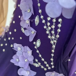 Figure Skating Dress Women's Girls' Ice Skating Dress Purple Thumbhole Halo Dyeing High Elasticity Professional Competition Skating Wear Thermal Warm Crystal / Rhinestone Long Sleeve Ice Skating