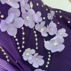 Figure Skating Dress Women's Girls' Ice Skating Dress Purple Thumbhole Halo Dyeing High Elasticity Professional Competition Skating Wear Thermal Warm Crystal / Rhinestone Long Sleeve Ice Skating