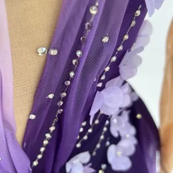 Figure Skating Dress Women's Girls' Ice Skating Dress Purple Thumbhole Halo Dyeing High Elasticity Professional Competition Skating Wear Thermal Warm Crystal / Rhinestone Long Sleeve Ice Skating