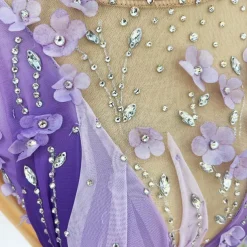 Figure Skating Dress Women's Girls' Ice Skating Dress Purple Thumbhole Halo Dyeing High Elasticity Professional Competition Skating Wear Thermal Warm Crystal / Rhinestone Long Sleeve Ice Skating