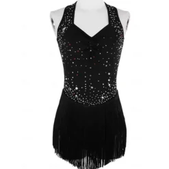Figure Skating Dress Women's Girls' Ice Skating Dress Black Patchwork Thumbhole Mesh Spandex Stretchy Training Practice Professional Skating Wear Thermal Warm Crystal / Rhinestone Long Sleeve Ice