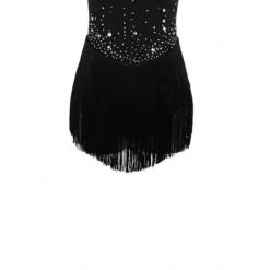 Figure Skating Dress Women's Girls' Ice Skating Dress Black Patchwork Thumbhole Mesh Spandex Stretchy Training Practice Professional Skating Wear Thermal Warm Crystal / Rhinestone Long Sleeve Ice