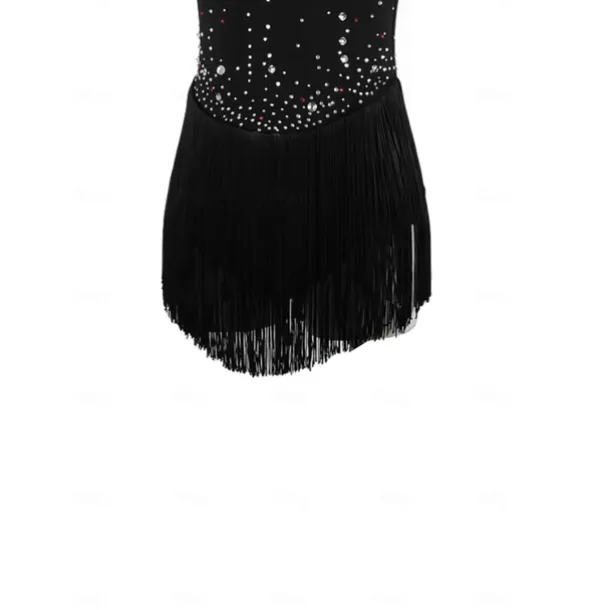 Figure Skating Dress Women's Girls' Ice Skating Dress Black Patchwork Thumbhole Mesh Spandex Stretchy Training Practice Professional Skating Wear Thermal Warm Crystal / Rhinestone Long Sleeve Ice