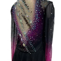 Figure Skating Dress Women's Girls' Ice Skating Dress Violet Mesh Spandex Lace Training Skating Wear Crystal / Rhinestone Figure Skating
