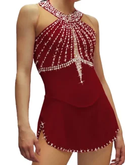 Figure Skating Dress Women's Girls' Ice Skating Dress Black White Pink Open Back Mesh Spandex High Elasticity Training Competition Skating Wear Crystal / Rhinestone Sleeveless Ice Skating Figure