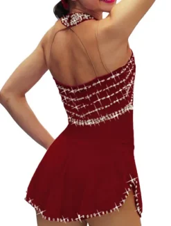 Figure Skating Dress Women's Girls' Ice Skating Dress Black White Pink Open Back Mesh Spandex High Elasticity Training Competition Skating Wear Crystal / Rhinestone Sleeveless Ice Skating Figure