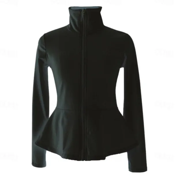 Figure Skating Fleece Jacket Women's Girls' Ice Skating Jacket Top Navy Black White Stretchy Training Competition Skating Wear Thermal Warm Long Sleeve Ice Skating Figure Skating