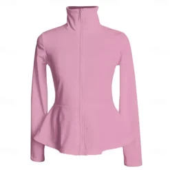 Figure Skating Fleece Jacket Women's Girls' Ice Skating Jacket Top Navy Black White Stretchy Training Competition Skating Wear Thermal Warm Long Sleeve Ice Skating Figure Skating