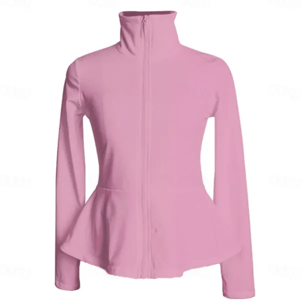 Figure Skating Fleece Jacket Women's Girls' Ice Skating Jacket Top Navy Black White Stretchy Training Competition Skating Wear Thermal Warm Long Sleeve Ice Skating Figure Skating