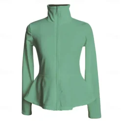 Figure Skating Fleece Jacket Women's Girls' Ice Skating Jacket Top Navy Black White Stretchy Training Competition Skating Wear Thermal Warm Long Sleeve Ice Skating Figure Skating