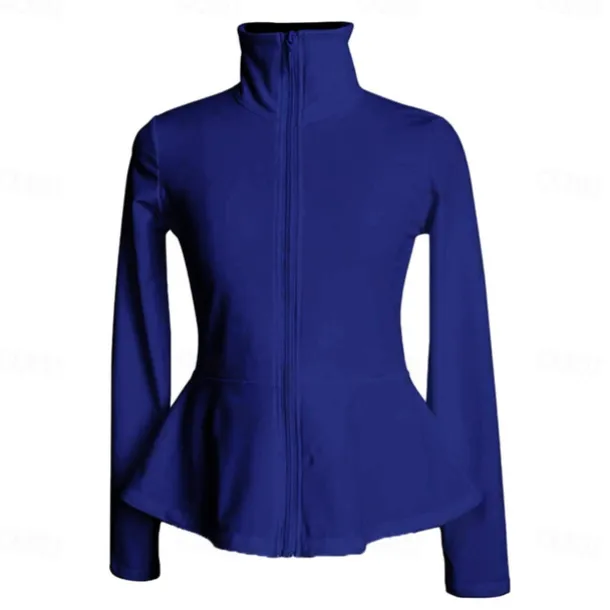 Figure Skating Fleece Jacket Women's Girls' Ice Skating Jacket Top Navy Black White Stretchy Training Competition Skating Wear Thermal Warm Long Sleeve Ice Skating Figure Skating