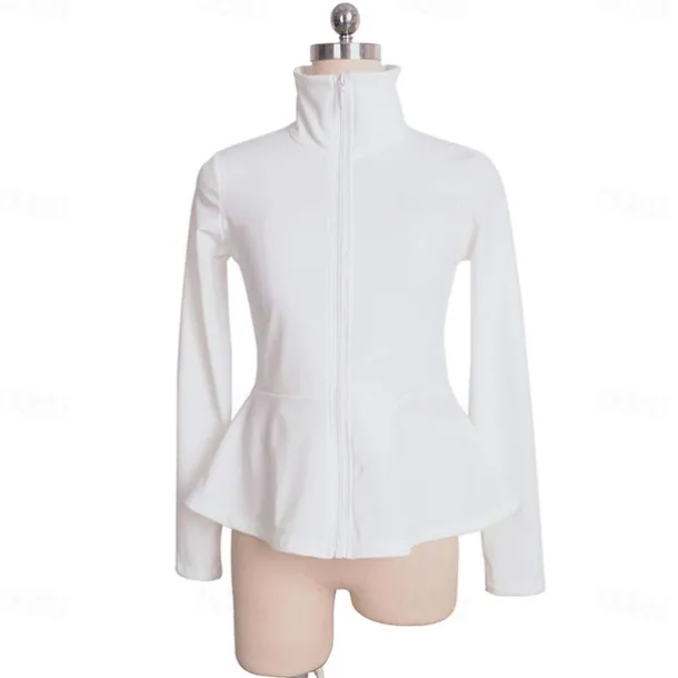 Figure Skating Fleece Jacket Women's Girls' Ice Skating Jacket Top Navy Black White Stretchy Training Competition Skating Wear Thermal Warm Long Sleeve Ice Skating Figure Skating