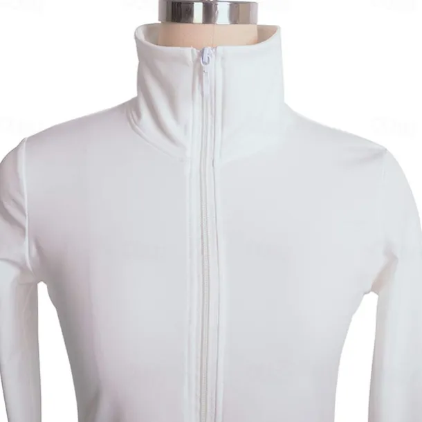 Figure Skating Fleece Jacket Women's Girls' Ice Skating Jacket Top Navy Black White Stretchy Training Competition Skating Wear Thermal Warm Long Sleeve Ice Skating Figure Skating