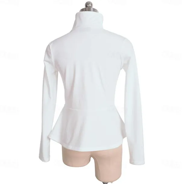 Figure Skating Fleece Jacket Women's Girls' Ice Skating Jacket Top Navy Black White Stretchy Training Competition Skating Wear Thermal Warm Long Sleeve Ice Skating Figure Skating