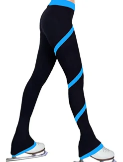 Figure Skating Pants Women's Girls' Ice Skating Tights Leggings Dark Pink White Pink Fleece Spandex High Elasticity Training Practice Competition Skating Wear Thermal Warm Ice Skating Figure Skating