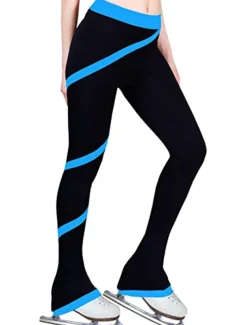 Figure Skating Pants Women's Girls' Ice Skating Tights Leggings Dark Pink White Pink Fleece Spandex High Elasticity Training Practice Competition Skating Wear Thermal Warm Ice Skating Figure Skating