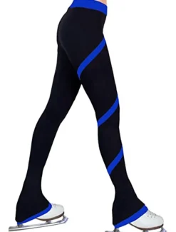 Figure Skating Pants Women's Girls' Ice Skating Tights Leggings Dark Pink White Pink Fleece Spandex High Elasticity Training Practice Competition Skating Wear Thermal Warm Ice Skating Figure Skating