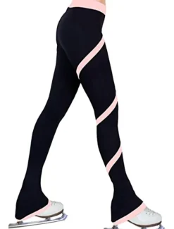 Figure Skating Pants Women's Girls' Ice Skating Tights Leggings Dark Pink White Pink Fleece Spandex High Elasticity Training Practice Competition Skating Wear Thermal Warm Ice Skating Figure Skating